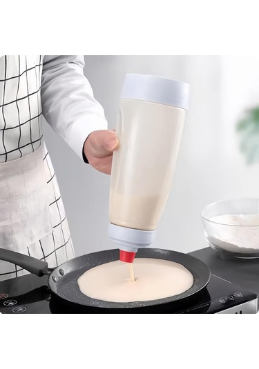 Restoran Pişirme Krepleri, Küçük Kekler, Muffinler, Krepler Ve Daha Fazlası İçin Krep Hamuru Şişesi Savaşçı Mikseri Blender Bilyalı Tel Çırpıcı Beyaz