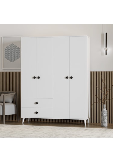 Opal 4 Kapaklı 2 Çekmeceli Gardırop