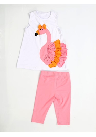 Flamingo Fırfırlı Tunik Takım - Pembe