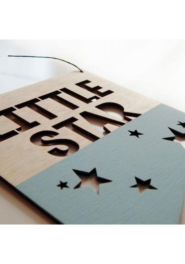 Hdrlazerdizayn "Little Star" Yazılı Ahşap Kapı Ve Duvar Dekoru
