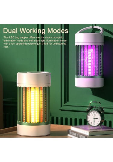 Fosenze Usb Şarjlı Led Pavuk Elektrikli Moskito Öldürücü Lambası - İç/ Dış Kullanım, 2 Mod, 365nm Uv Işık, 35db Sessiz, Gri