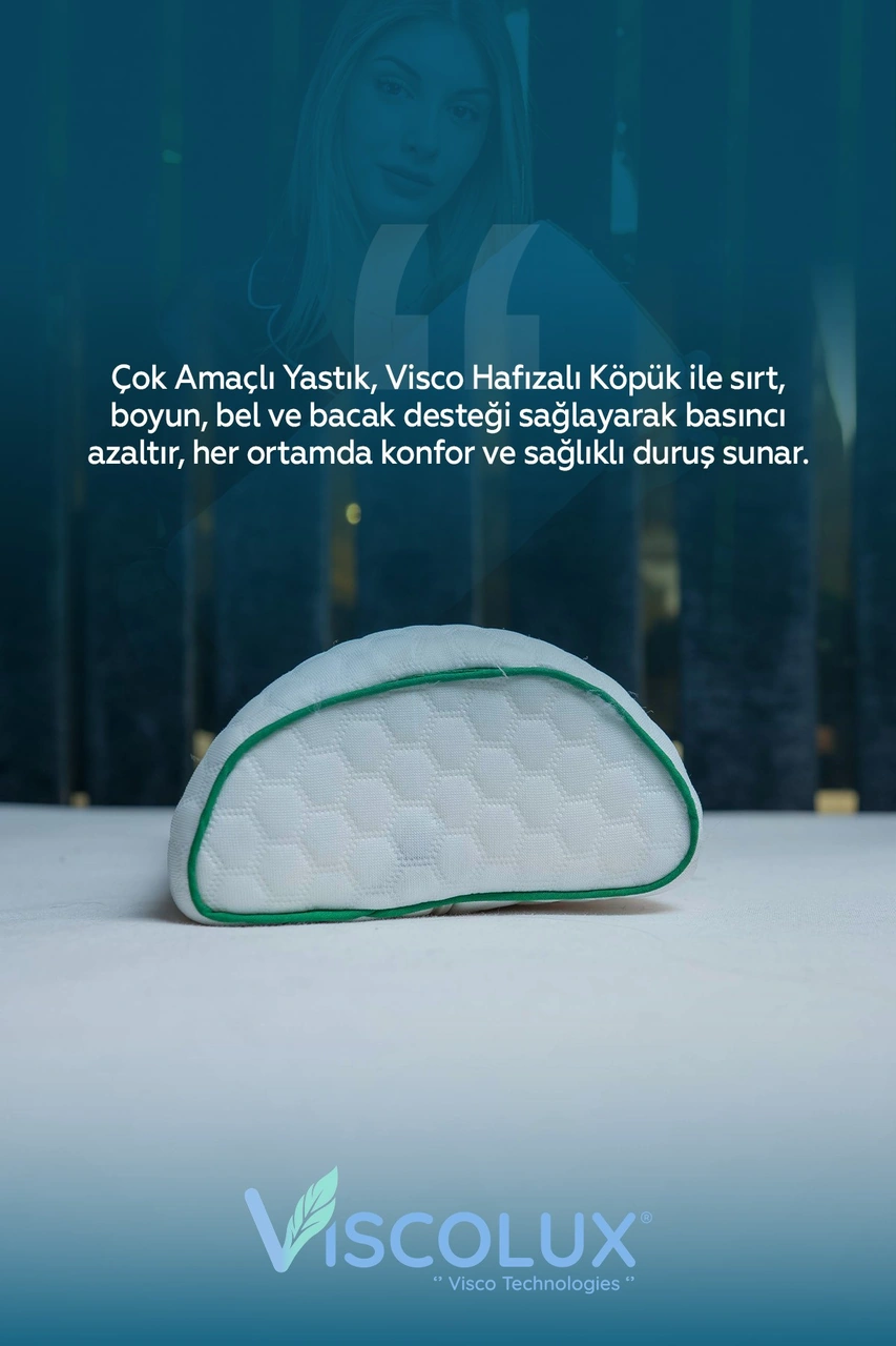 Çok Amaçlı Ortopedik Visco Yastık - Horlama Yastığı Hamile Yastığı 42x18x9 Yeşil