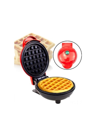 Maiyame Küçük Boy Elektrikli Waffle Makinesi - Çarpıcı Kırmızı, Anti Yapışkan Yüzey, Çerez Ve Waffle Hazırlama, 16.5 8.5 12.5cm Diğer