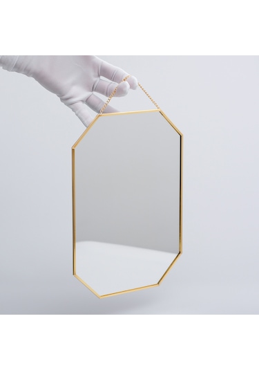 Ayna Duvar Askılı Sekizgen Geometrik 30x20cm Gold