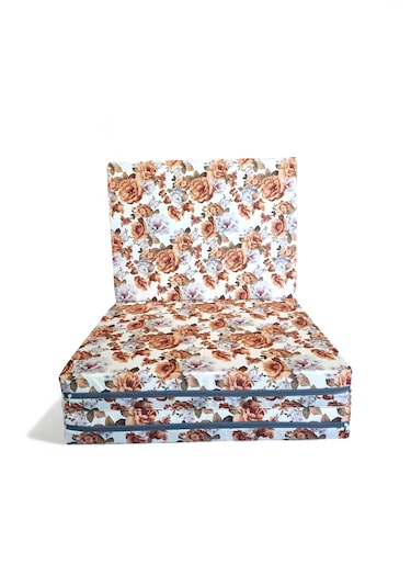 Katlanır Yer Yatağı - 80x180 10 Cm Kalınlık - Misafir Yatağı - Sünger Yatak Kahverengi Çiçek Desen