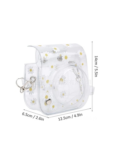 Springsun Mini 11/8/9/40 İçin Camgözlü Papatya Desenli Korumalı Kılıf + Askı Kayış - Hafif, Taşınabilir, Anıları Koru