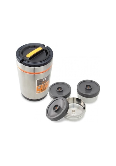 Paslanmaz Çelik Yemek Termos 3 Katlı Sızdırmaz Yemek Termosu Sefer Tası 1,9 Litre Inox