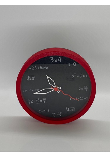 Matematik Temalı Duvar Saati, Siyah Kasa, Zamanı Bilimle Yorumla Siyah