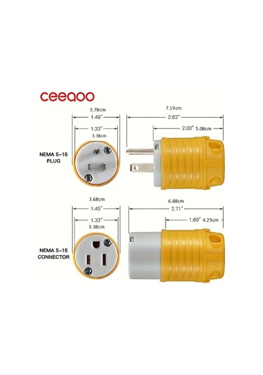 Dashanshop Ceeaoo Amerikan Tipi 15a 125v Sarı Set Rv Ev Endüstriyel Fiş Priz