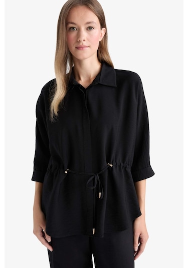 Defacto Beli Lastikli Uzun Kollu Gömlek F4972ax25aubk81 Siyah