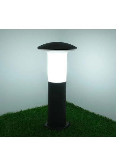 Mantar 41 Cm 9w Beyaz Led Ampullü Takım Bahçe Ve Yol Aydınlatma Siyah