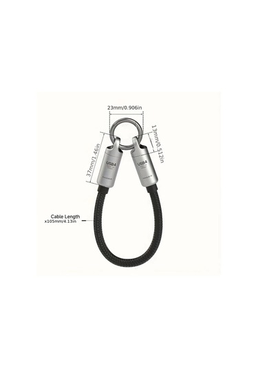 Honeybeeshop Hagibis Gri Usb4 Veri Kablosu Anahtarlik Askisi Usb C Usb C Sarj 80gbps 15cm