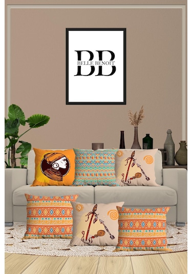 Belle Benoit Baskılı Dekoratif 6'lı Koltuk Kırlent Kılıfı Desen31