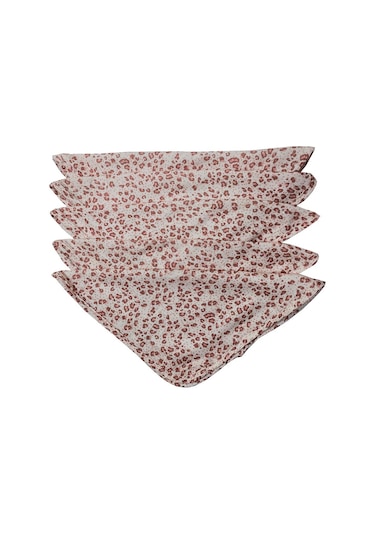5 Adet Pembe Leopar Desen Müslin Bebek Ağız Bezi Pembe