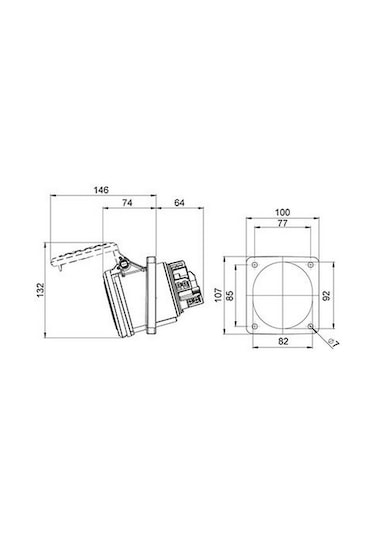 METE ENERJİ 406533 5X63A. Ip44 Makıne Prizi Eğik