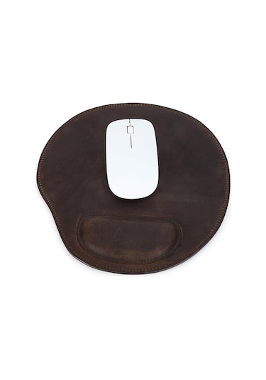 El Yapımı Crazy Horse Deri Kavisli Mouse Pad Rahat Bilek Desteği Oval Mouse Pad, Kaymaz Ve Dayanıklı, Çirkin El Dikişli