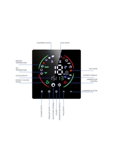 Vkemall Ev İçin Akıllı Wifi Termostatı 16a Su Isıtma Akıllı Duvar Termostatı Siyah-16a-1