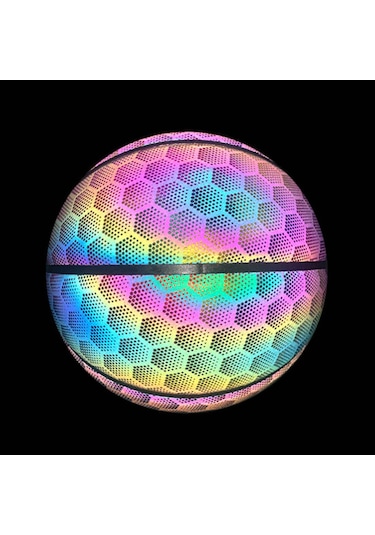 Ranyeek Yansıtıcı Pu Lastik 7 Numara Yetişkin Basketbol Topu Futbol + Hava Pompası + İğne + Çanta Büyük Altıgen Desenli