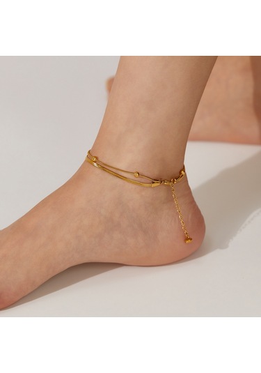 Sones Opk Gz198 Basit Paslanmaz Çelik Çift Katmanlı Boncuk Bileklikler Altın