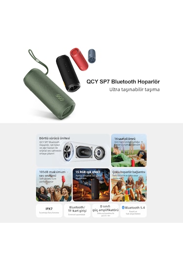 Qcy SP7 40 W RGB Işık TF Kart Girişi Bluetooth 5.4 Hoparlör