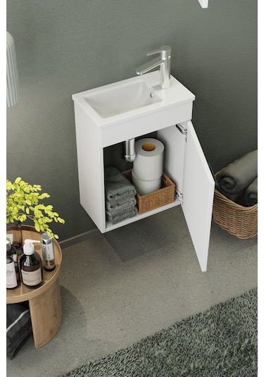 Biani Fix Loft Mini 42 Cm Banyo Dolabı,Seramik Lavabolu, Aynalı,Lavabo Dahil,Mdf,Mat Beyaz Biani Fix Loft Mini 42 Cm Banyo Dolabı,Seramik Lavabolu, Aynalı,Lavabo Dahil,Mdf,Mat Beyaz