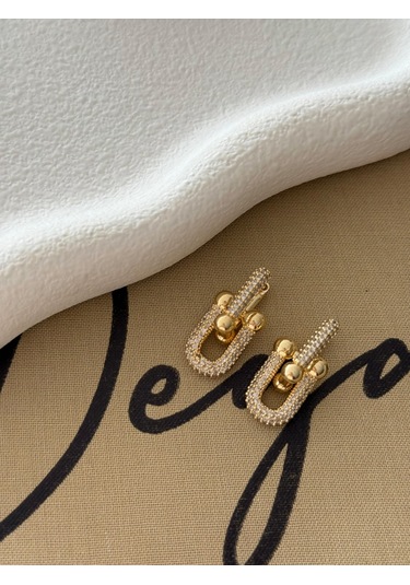 Özel Kaplama Gold Zirkon Taşlı Tiffany Vıp Küpe Altın