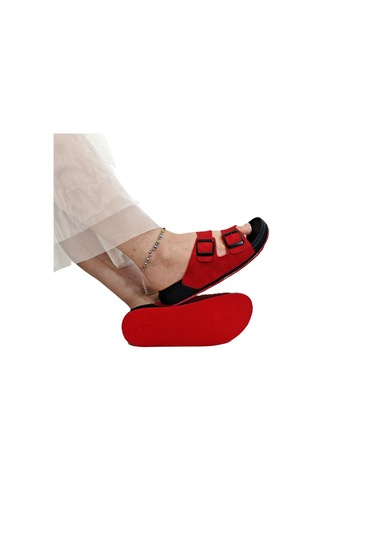 Pierre Cardin 7410 Kırmızı Çift Tokalı Yumuşak Taban Rahat Terlik Kırmızı