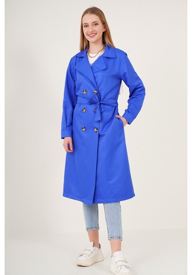 Bigdart 5853 Kruvaze Yaka Trençkot - Saks 001