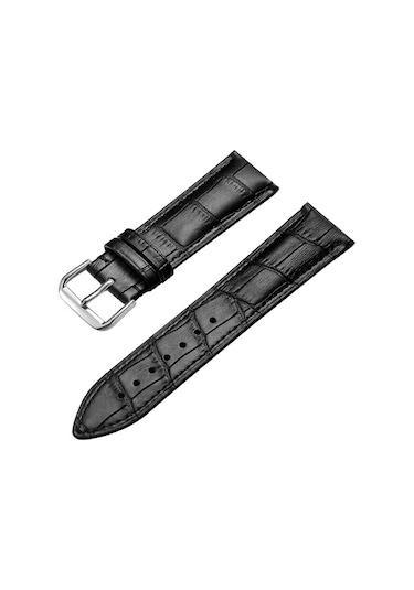 Fado Siyah Yarım Kroko Hakiki Deri Saat Kordonu 22 Mm Kayış 95 Siyah