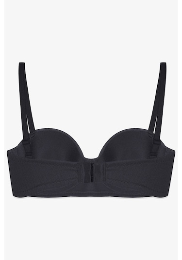 Kadın Dolgusuz Pamuklu Fitilli Straplez Sütyen Siyah