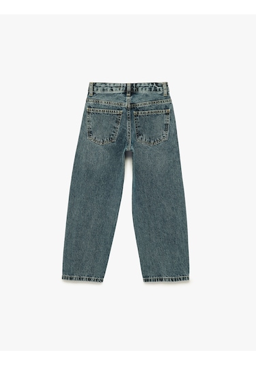 Koton Pamuklu Oversize Cepli Denim Balon Pantolon Lacivert 6skb40050td