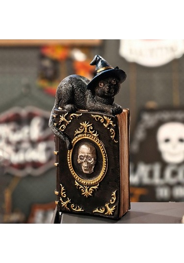 Trendooze Cadı Kedi Heykeli - Kitaplık & Masa Üstü, Minik Ve Şirin, 11cmx6,5cmx21,8cm 11cmx6,5cmx21,8cm