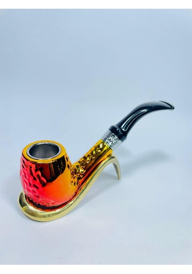 Alcan Fosforlu Sarı Damalı Filitreli Pipo //12cm