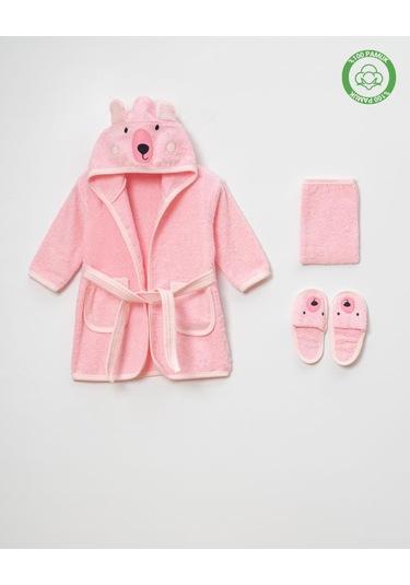 Ayılı Bornoz Takımı 1-2 Yaş Pembe