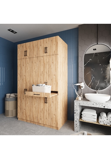 Modena Çamaşır Ve Kurutma Makinesi Dolabı Banyo Dolabı Çam Çam