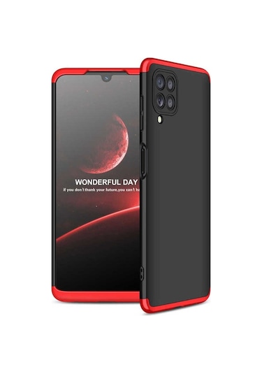 Samsung Uyumlu Galaxy M22 Kılıf Zore Ays Kapak Siyah-Kırmızı