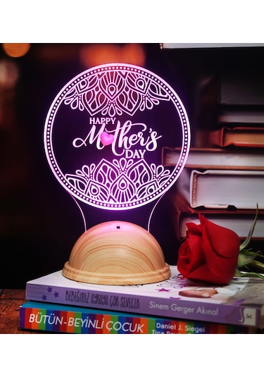 Happy Mother's Day İşlemeli Anneler Günü Hediyesi Led Gece Lamba