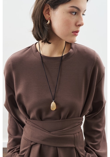 Yumuşak Dokulu Modal Bağlamalı Sweatshırt Kahverengi Kahverengi