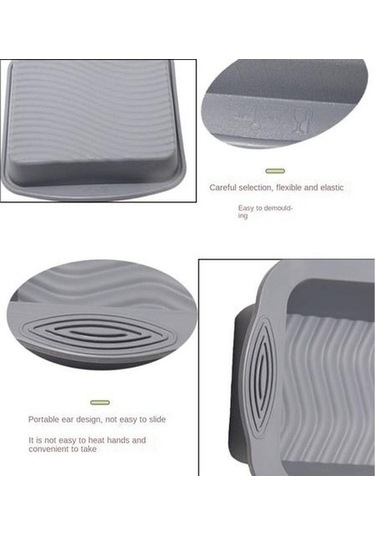 Fastbuy 8 Inç Gri Yuvarlak Silikon Kek Kalıbı, Kare Dikdörtgen Fırın Tavası, Tost Pişirme Kapları Gri