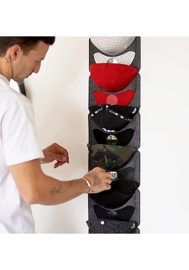 Keçe Beyzbol Şapkası Ekran Standı Dokumasız Asılı Saklama Çantası, Stil: 14 Izgara Çift Sıra 3mm Çok Renkli