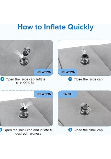 Elmpaly Ayarlanabilir Yükseklikli Şişme Ayaklık Gri - Seyahat Ve Ofis İçin Taşınabilir Ergonomik Destek