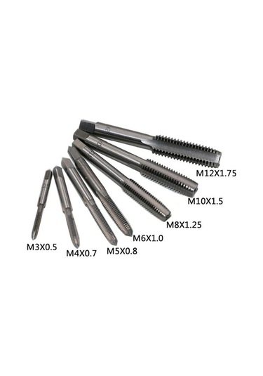 Pazly 8 Adet Konu Metrik Makine El Vida Dişi Fiş Musluk Seti M3 M4 M5 M6 M8 M10 M12 İle 1 Adet Ayarlanabilir Anahtar