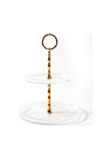 Mest 2 Katlı Sade Cam Pasta Tabağı - Minimalist Ve Zarif 21 Cm Şeffaf