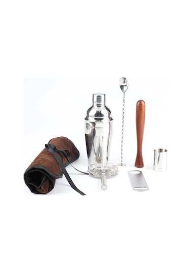 Bez Çantalı 7'si 1 Arada Paslanmaz Çelik Şarap Kokteyli Çalkalayıcı 350ml