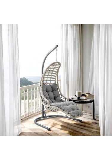 Capri Swing Bodrum Tekli Rattan Bahçe Salıncağı Balkon Salıncağı Cappuccino
