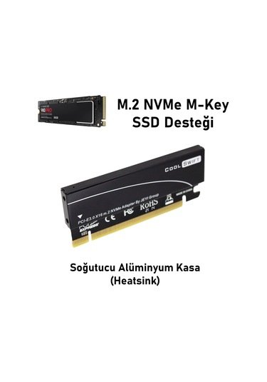JEYI Coldswift M.2 NVMe to PCIe 3.0 X16 Soğutuculu Adaptör