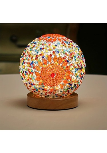 Willowhaven Blue - With Gift Box Bohemian Usb Güçlü Cam Masa Lambası Yatak Odası Dekoratif Gece Işığı Kırmızı