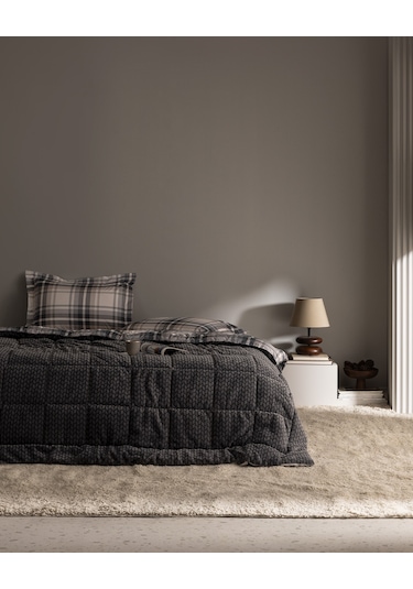Madame Coco Beth Tek Kişilik Wellsoft Comforter Set - Antrasit Gri