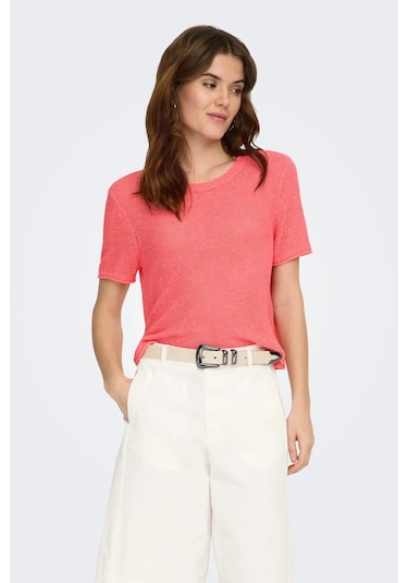 Only Kadın Onlsunny Kısa Kollu Triko Bluz 15254282 Sugar Coral Sugar Coral