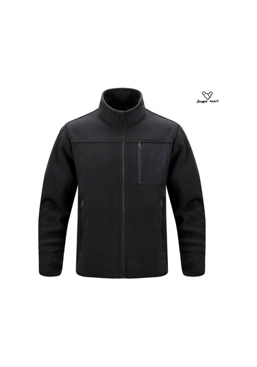 Ceket Stand Yaka Rahat Açık Hava Çok Cepli Polarize Erkek Ceket Siyah